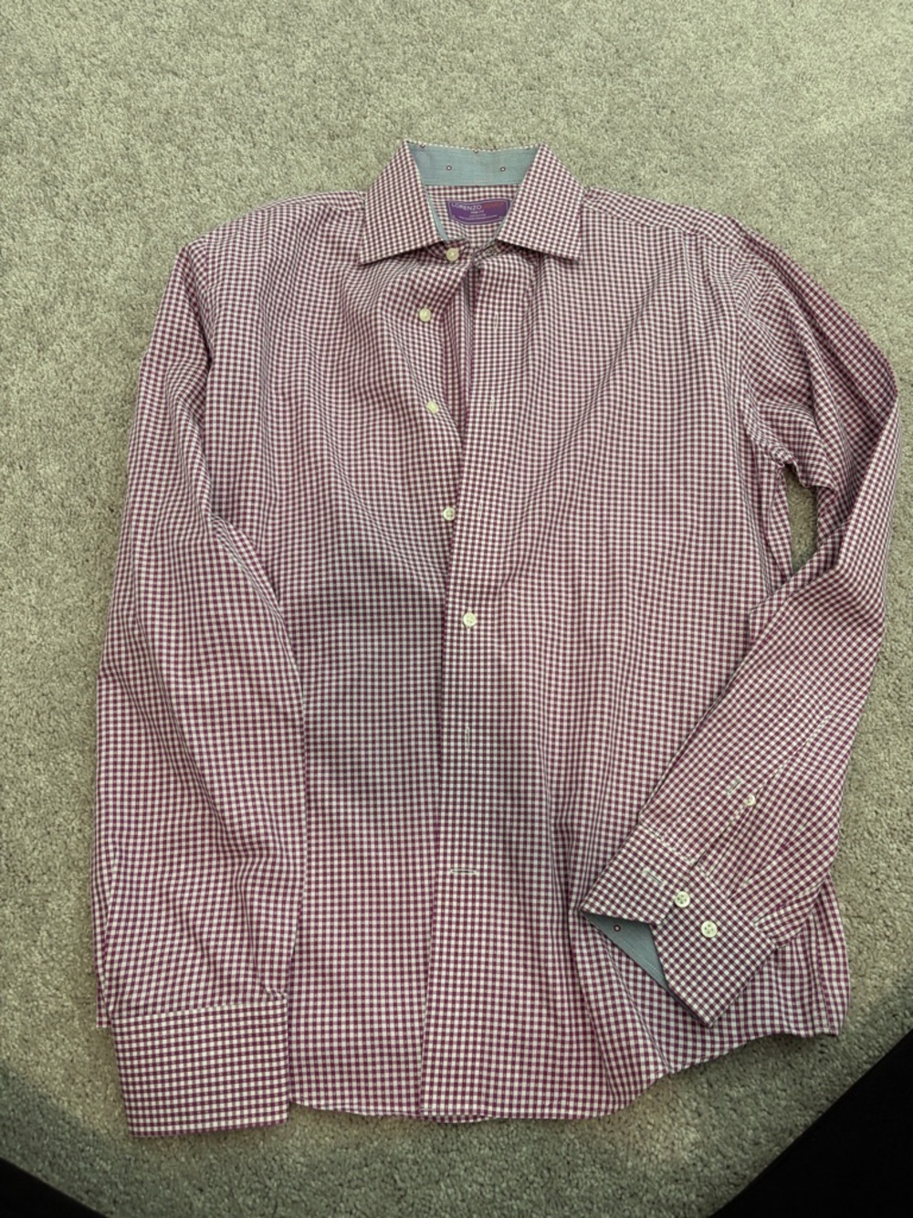 Lorenzo Uomo Red and White Gingham Dress Shirt